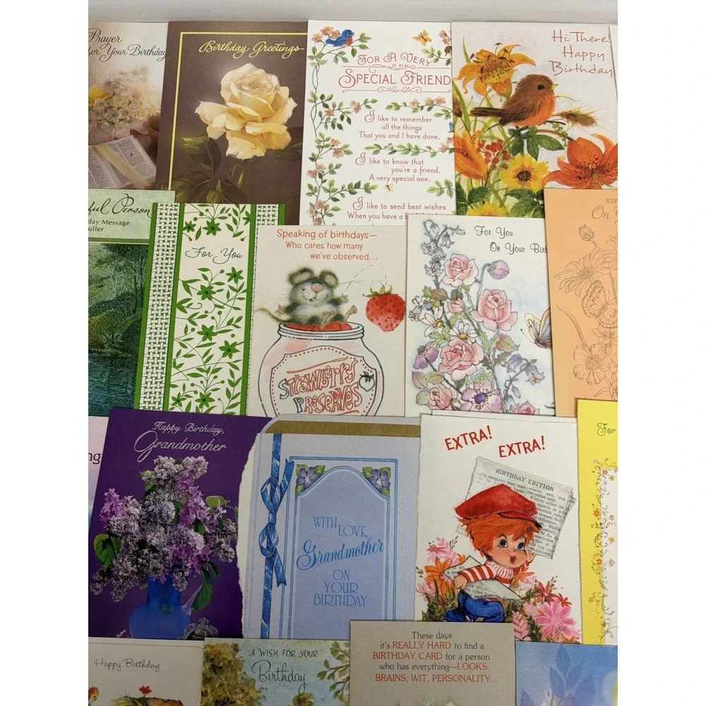 Vintage Birthday Cards Some Fronts ONLY Scrapbooking Crafts Decoupage Lot of 50+